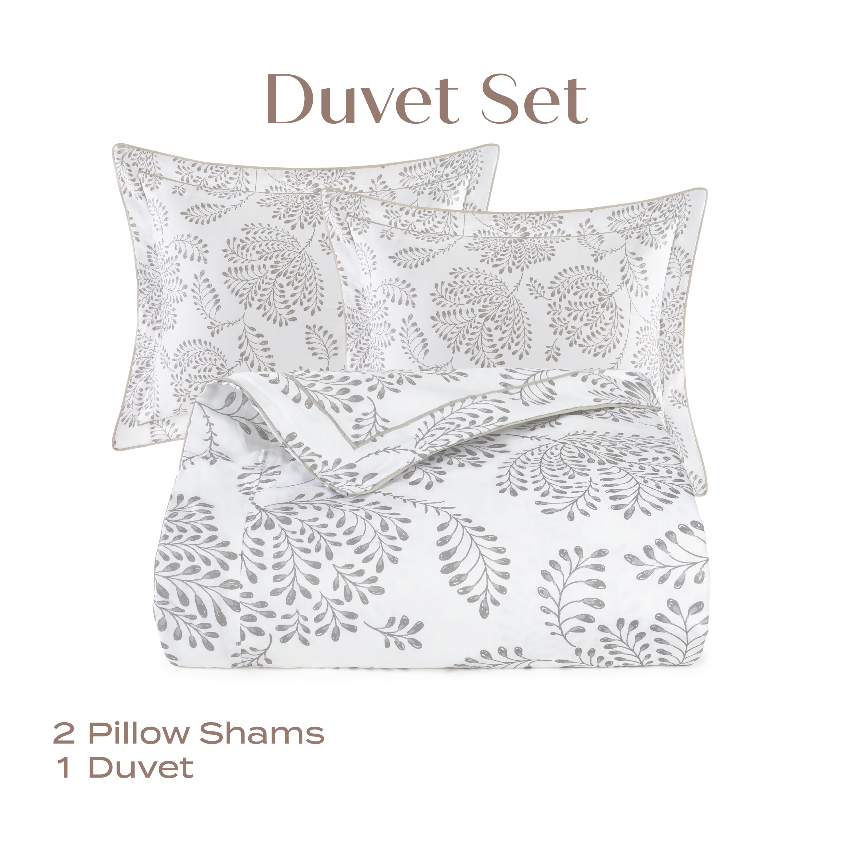 Duvet set with floral pattern on a white background