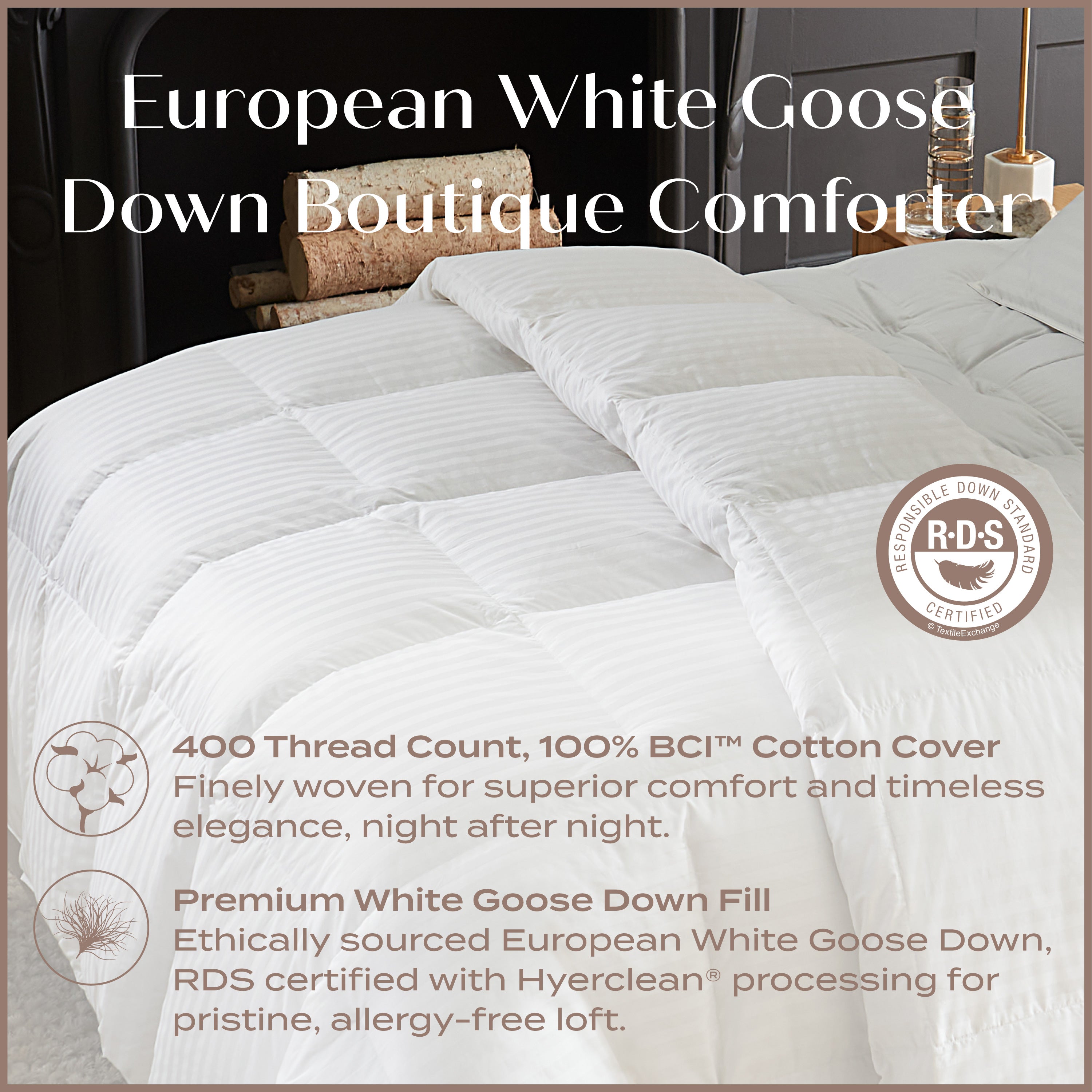 European White Goose Down Boutique Comforter