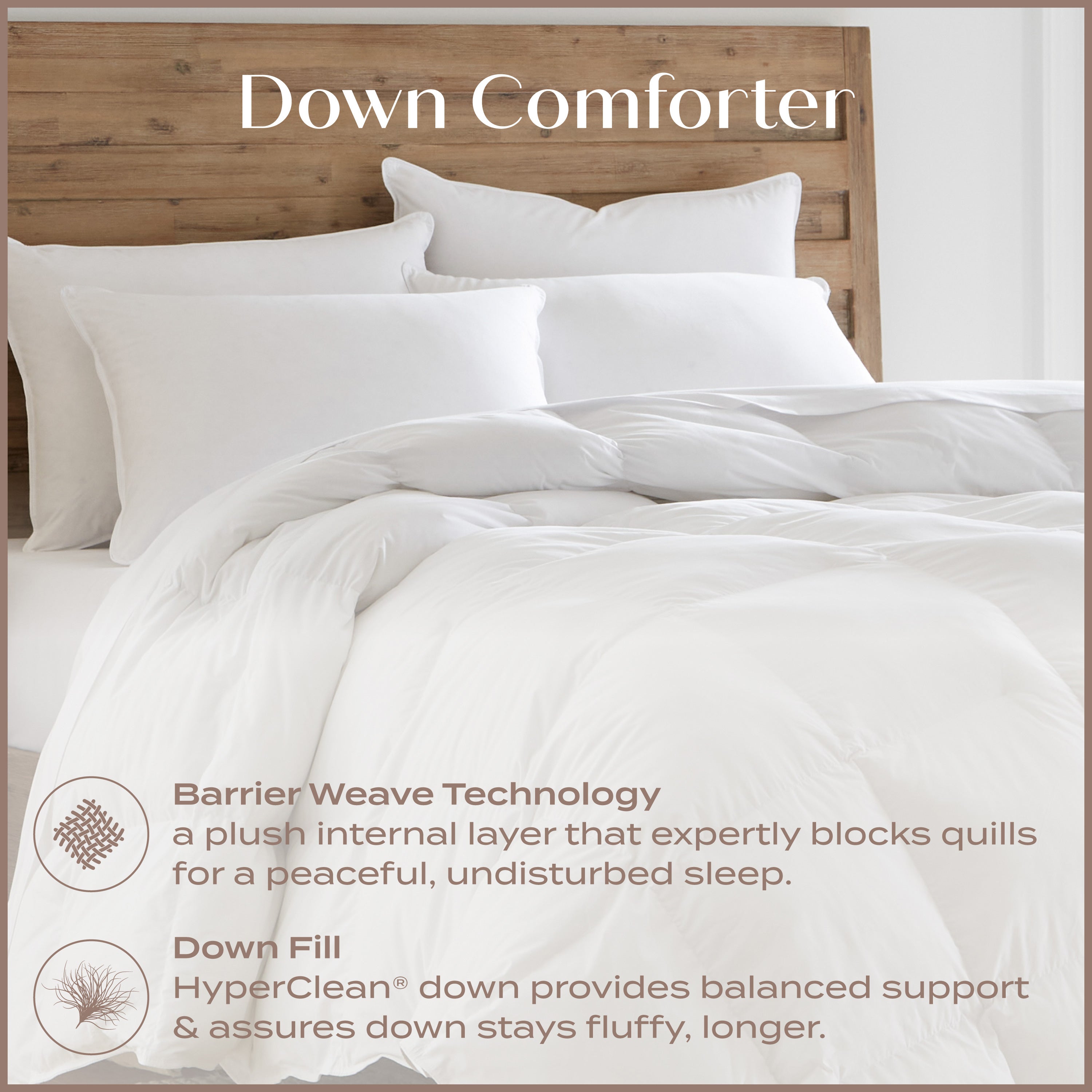 Down Comforter Barrier Weave Technology and Down Fill - Infographic